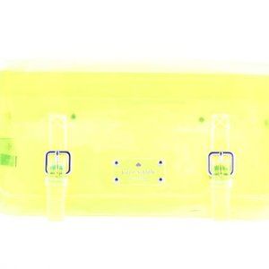 Kate Spade bright neon yellow green transparent fold over clutch